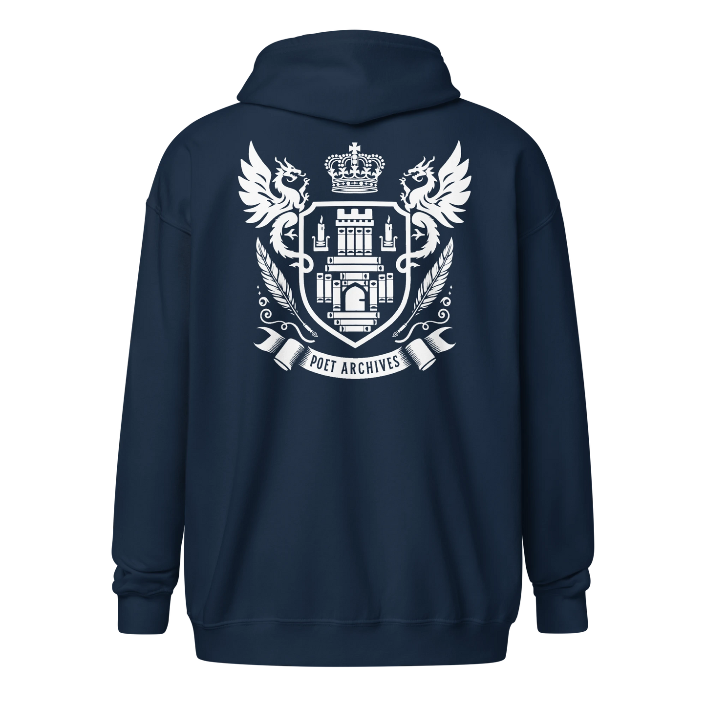 CREST ZIP UP BACK PRINT HOODIE